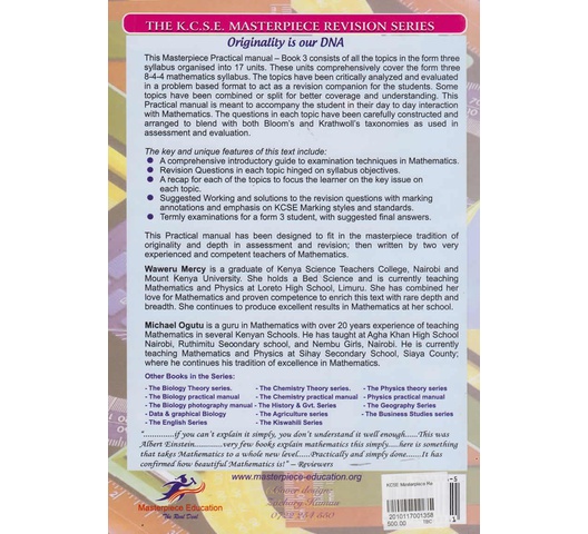 KCSE Masterpiece Revision Mathematics Practical Manual Form 3 by Waweru M.W, Ogutu M.