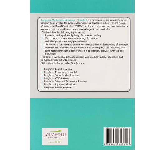 68a Longhorn Mathematics Revision Grade 6